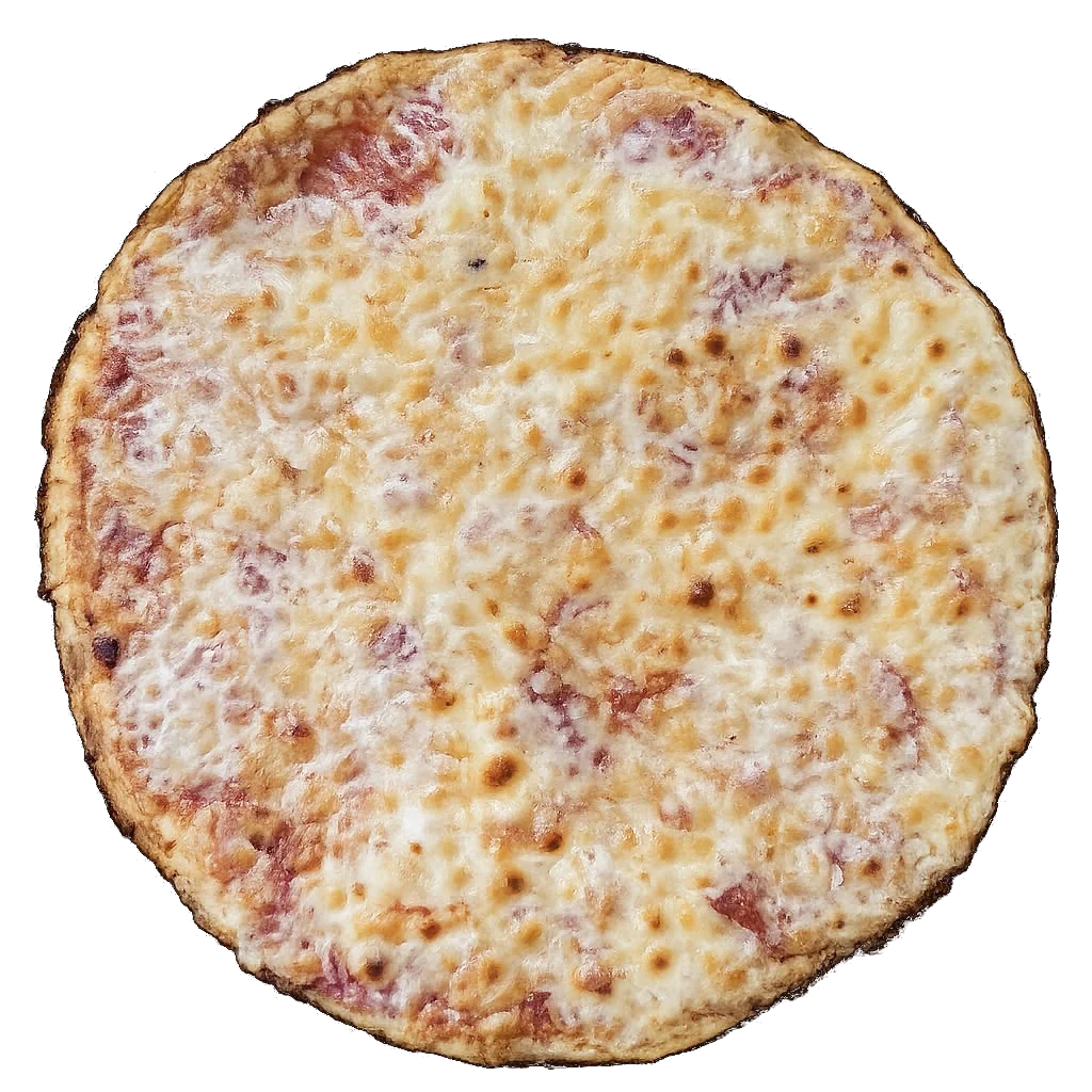 Pizza Salami mit geschmolzenem Käse und Tomate